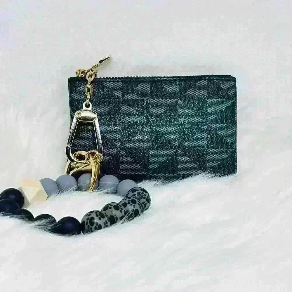 Lorraine Zippered Card Coin Case in Dark Gray